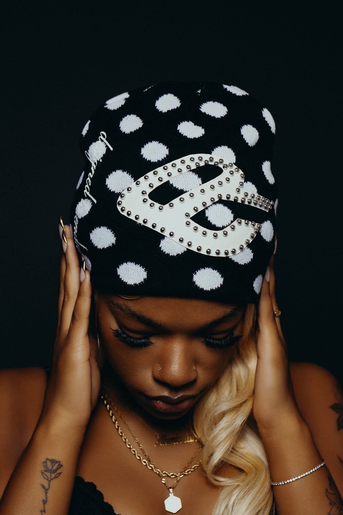 Black Polka Dot Beanie