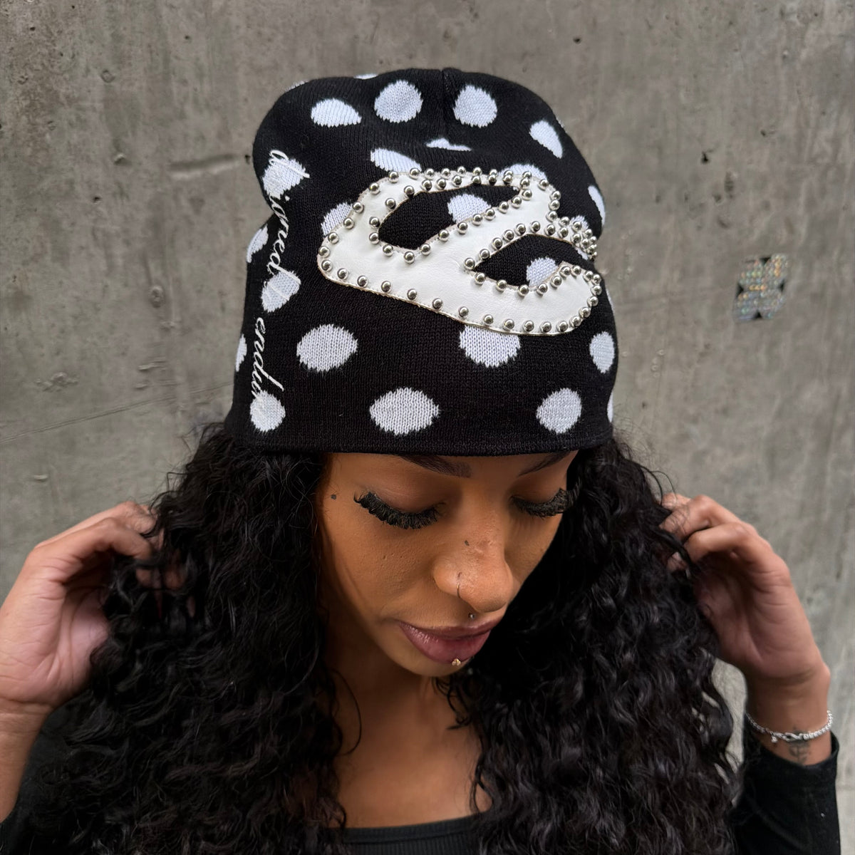 Black Polka Dot Beanie