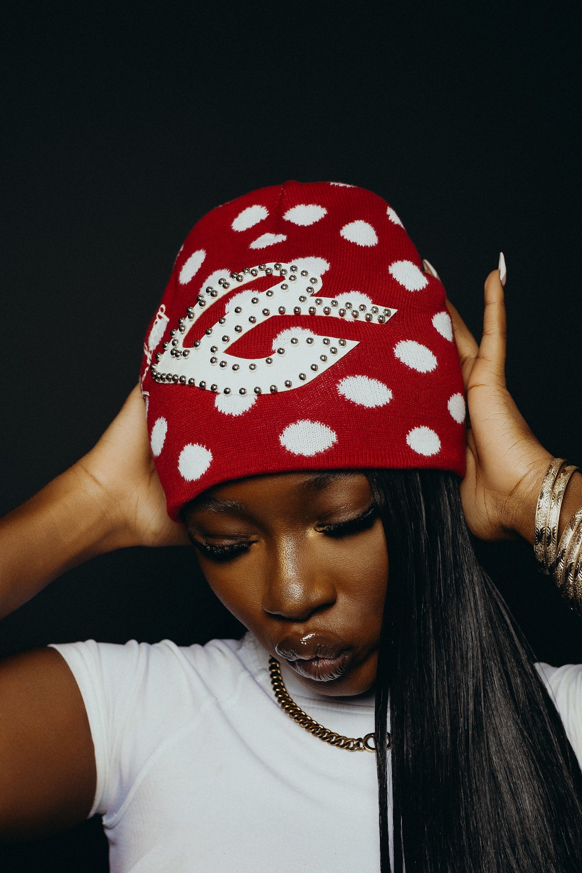 Ruby Polka Dot Beanie