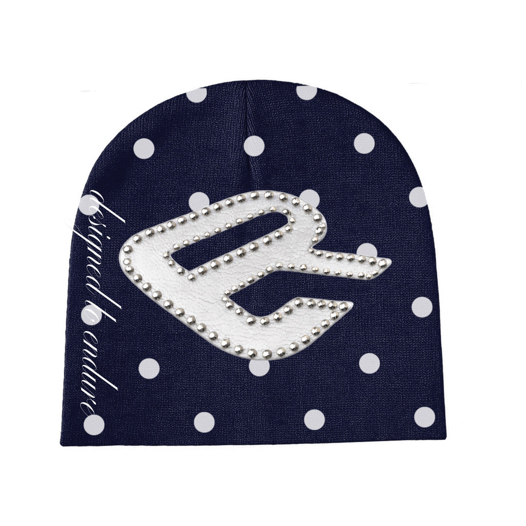 Navy Polka Dot Beanie