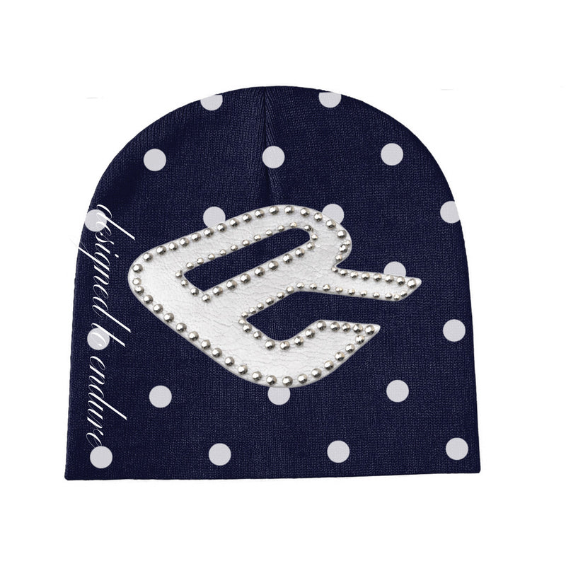 Navy Polka Dot Beanie